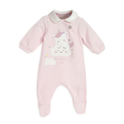 Girls Light Lilac Applique Front Opening Babysuit